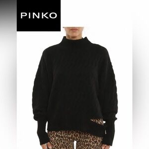 PINKO – Black Textured Turtleneck Sweater – Size S